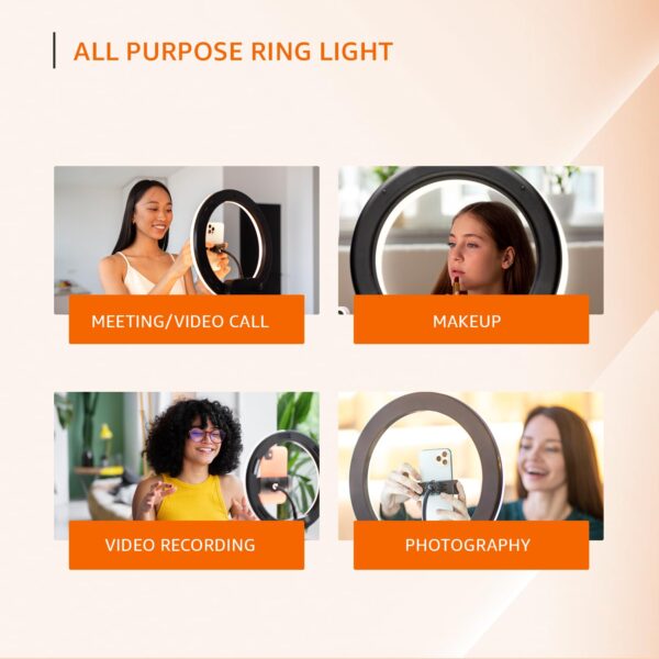 10-inch RGB LED Ring Light with Mini Tripod Stand and Phone Holder | 18 RGB Colour Patterns | 8 Brightness Settings | for Camera Recording, Phone Recording, YouTube, Photography & More - Image 6