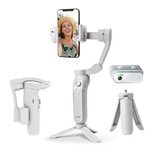 Digitek (DSG-007F AI) 3-Axis Gray Smartphone Gimbal - Foldable Handheld Vlogging Stabilizer with AI Tracking Feature & 4 Creative Operation Modes for Android & iOS - Smooth Videography