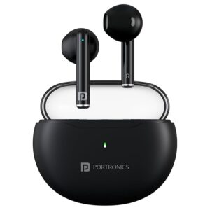 Portronics Twins S20 in Ear TWS Earbuds with 35 Hour Playtime, Touch Control, Low Latency, Game & Music Mode, 13mm Bass Dynamic Driver, IPX5 Water & Sweat Resistance, Type C Fast Charging(Black)