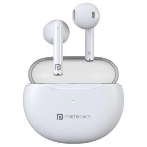 Portronics Twins S20 in Ear TWS Earbuds with 35 Hour Playtime, Touch Control, Low Latency, Game & Music Mode, 13mm Bass Dynamic Driver, IPX5 Water & Sweat Resistance, Type C Fast Charging(White)