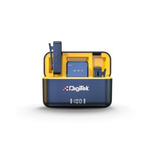 Digitek® DWM-110 2-in-1 Wireless Microphone System with 2.4GHz RF, 50m Range, 8Hr Run Time, Plug & Play, Noise Cancellation, Compatible with Android/iPhone for Vlogging, Meetings & Videoshoots