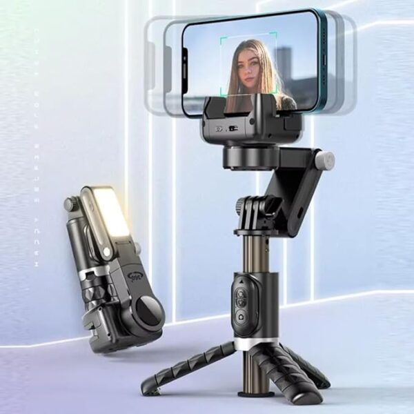 GIFTMAX 360° Rotating Smart Tracking Tripod with Fill Light – Desktop Gimbal Stabilizer with Remote Control, Auto Face Tracking, Gesture Shooting, for Smartphone Photography & Video (Q 18) - Image 5