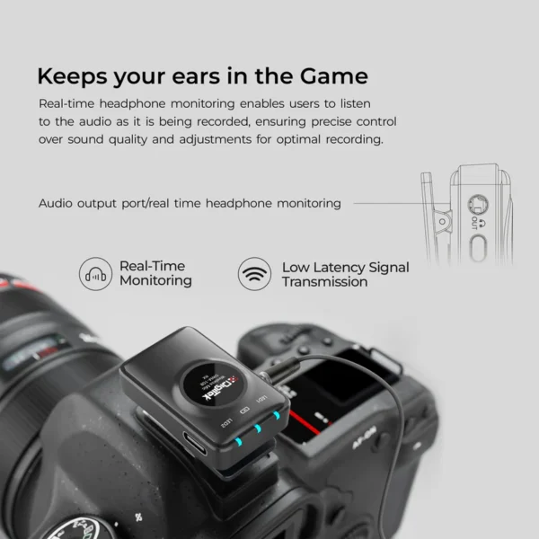 Digitek® (DWM-108) 2-in-1 Wireless Microphone System, 360° Sound Capture, 50m Range, 10Hr Battery, Noise Cancellation, for DSLR, Android, iOS, Laptops, Perfect for Vlogging, Interviews & Video Shoots - Image 2