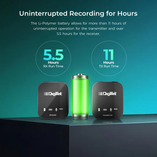 Digitek® (DWM-111) 4 Channel Wireless Microphone System, 360° Ultra Voice Capture & 2.4GHz, Plug & Play, 50m Range, Noise Reduction, Use with DSLR, Smartphone & Laptops, for Podcast, Vlog & Videoshoot - Image 9