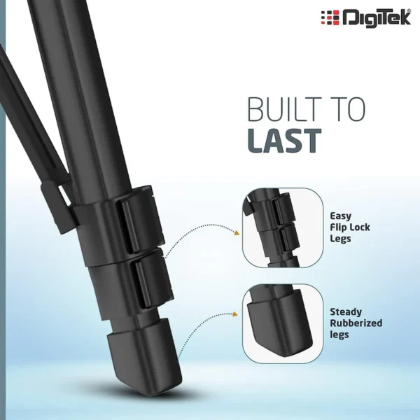 DIGITEK (DTR 480LW) 57 Inch Portable Aluminium Alloy Tripod with Smartphone Holder & 360° Ball Head, 3 Section Adjustment, 2kg Load Capacity, Carry Bag, Compatible with Smartphone, Video Camera, DSLR. - Image 5