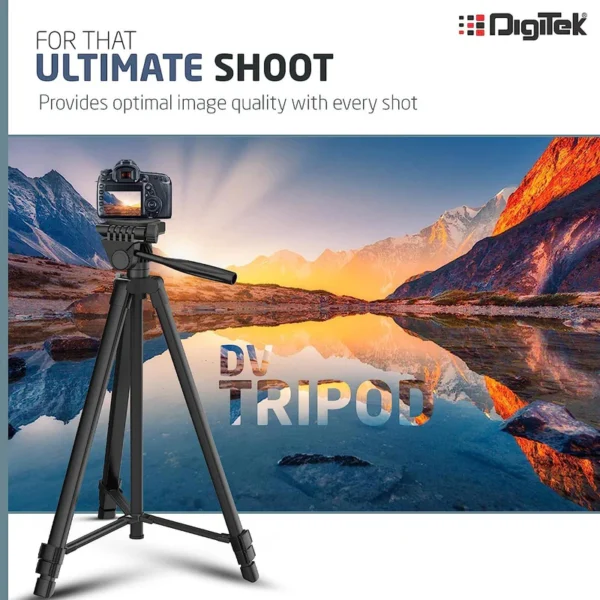 DIGITEK (DTR 480LW) 57 Inch Portable Aluminium Alloy Tripod with Smartphone Holder & 360° Ball Head, 3 Section Adjustment, 2kg Load Capacity, Carry Bag, Compatible with Smartphone, Video Camera, DSLR. - Image 3