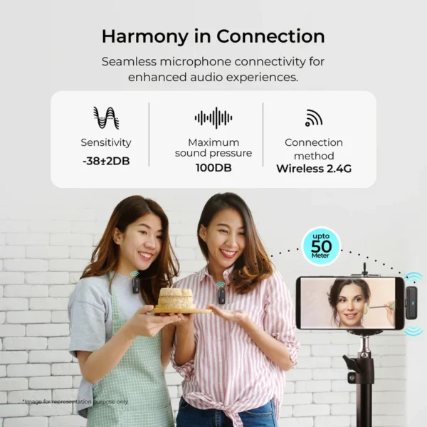 Digitek® (DWM 105) 2 in 1 Wireless Microphone System with ANC Mode, 50m Wireless Range, 6-Hour Working Time, Plug & Play Auto Pairing, Compatible with Android & iOS for Broadcasting & Audio Recording - Image 8