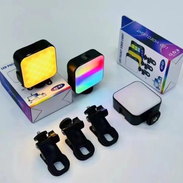 AY-83 RGB Portable Pocket Mobile Light Dimmable Panel Lamp | Video Light, Dimmable 3200K-6500K LED Fill Light for Computer, Tablet, Smartphone, DSLR Camera with Screen Clip - Image 7