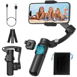 Handheld Gimbal Stabilizer Cell Phone Selfie Tripod with Detachable Remote for iPhone Android Smartphone, Black (M02)
