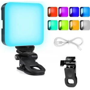 AY-83 RGB Portable Pocket Mobile Light Dimmable Panel Lamp | Video Light, Dimmable 3200K-6500K LED Fill Light for Computer, Tablet, Smartphone, DSLR Camera with Screen Clip