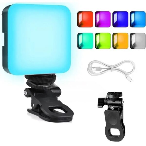 AY-83 RGB Portable Pocket Mobile Light Dimmable Panel Lamp | Video Light, Dimmable 3200K-6500K LED Fill Light for Computer, Tablet, Smartphone, DSLR Camera with Screen Clip