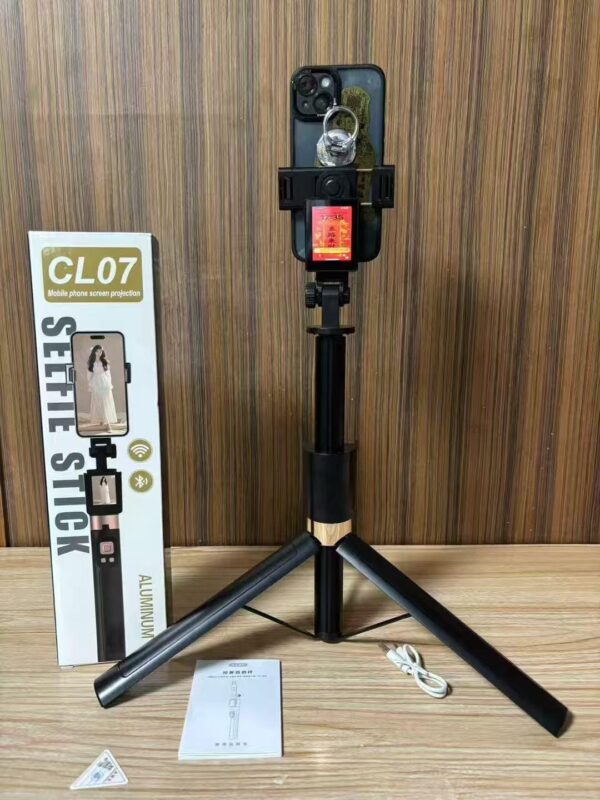 CL07 Selfie Stick with Small Monitor & Screen 170cm Tripod, Bluetooth Remote Control for iPhone & Android, 360° Rotation, No App Needed - Image 4
