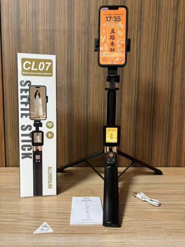 CL07 Selfie Stick with Small Monitor & Screen 170cm Tripod, Bluetooth Remote Control for iPhone & Android, 360° Rotation, No App Needed - Image 2