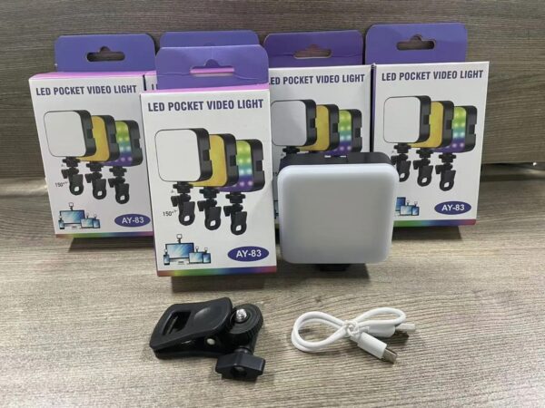 AY-83 RGB Portable Pocket Mobile Light Dimmable Panel Lamp | Video Light, Dimmable 3200K-6500K LED Fill Light for Computer, Tablet, Smartphone, DSLR Camera with Screen Clip - Image 3